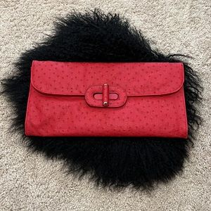 Vintage Avon Red Faux Ostrich Clutch